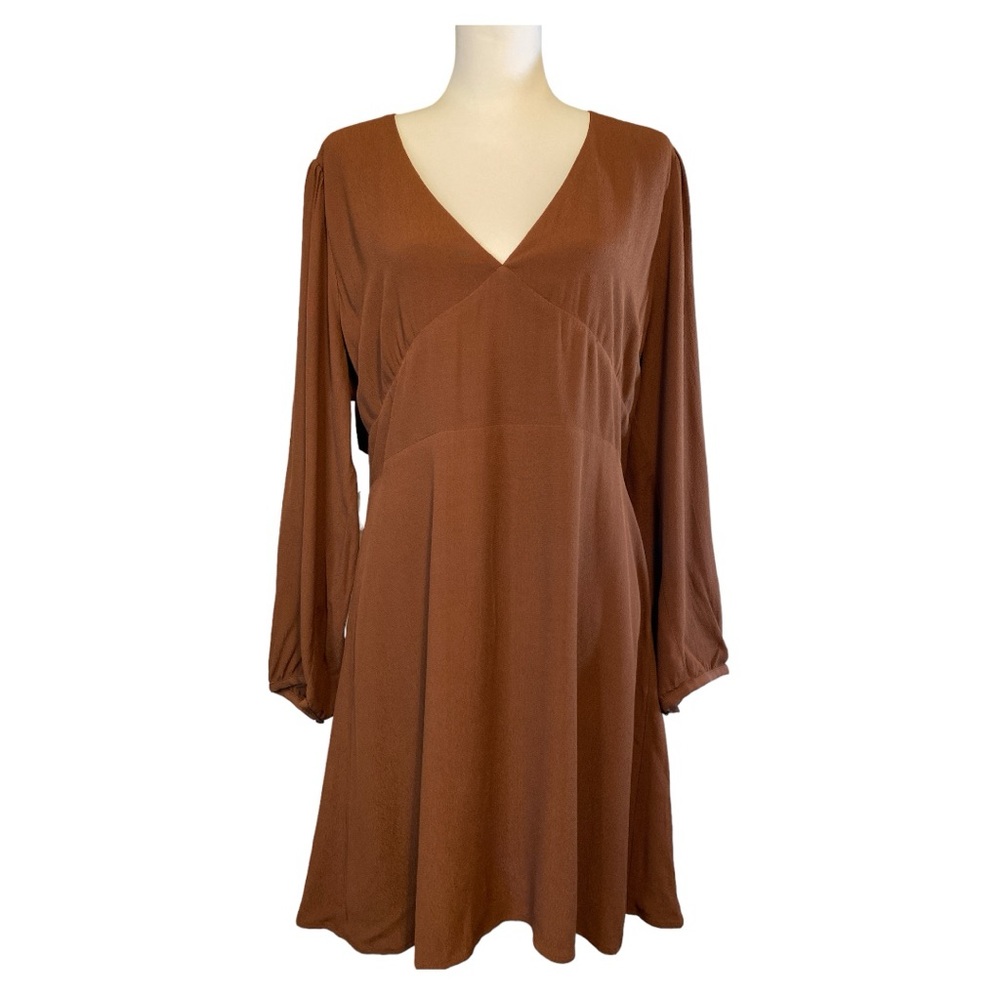 NWT Aritzia Sunday Best Grayson Dress in Cognac Long Sleeves Size 16